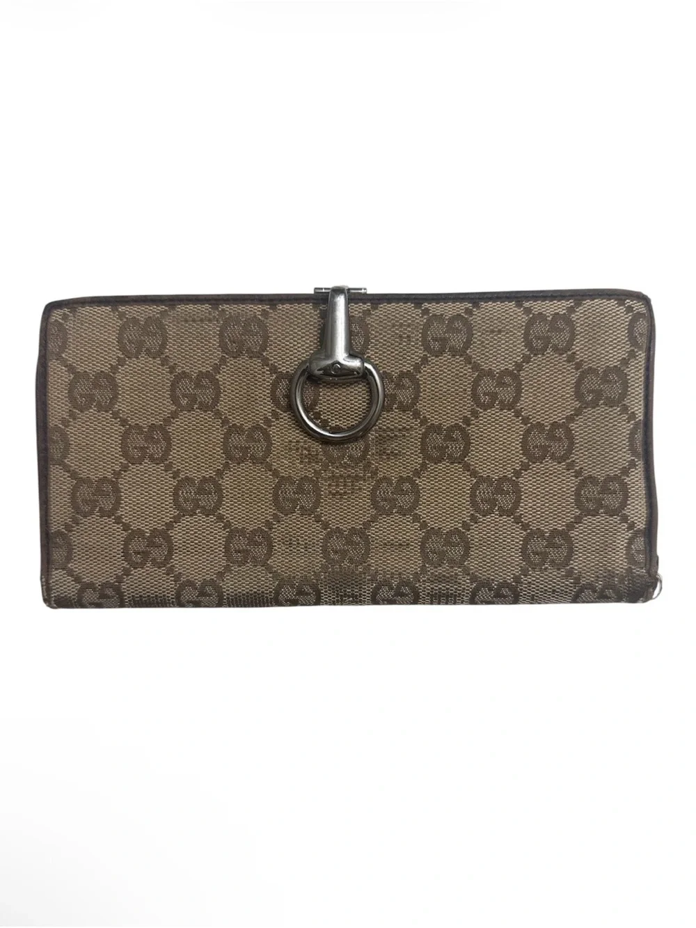 Vintage Gucci Brown GG Monogram Continental Wallet with Silver Hardware - Picture 1 of 6